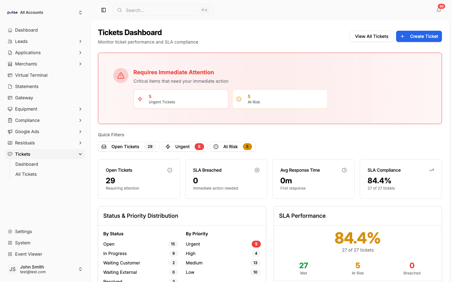 Ticketing & Support — Pulse CRM
